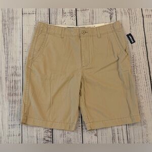 NWT Old Navy Shorts Mens Size 34 Flat Front Chino Beige Tan 100% Cotton Preppy